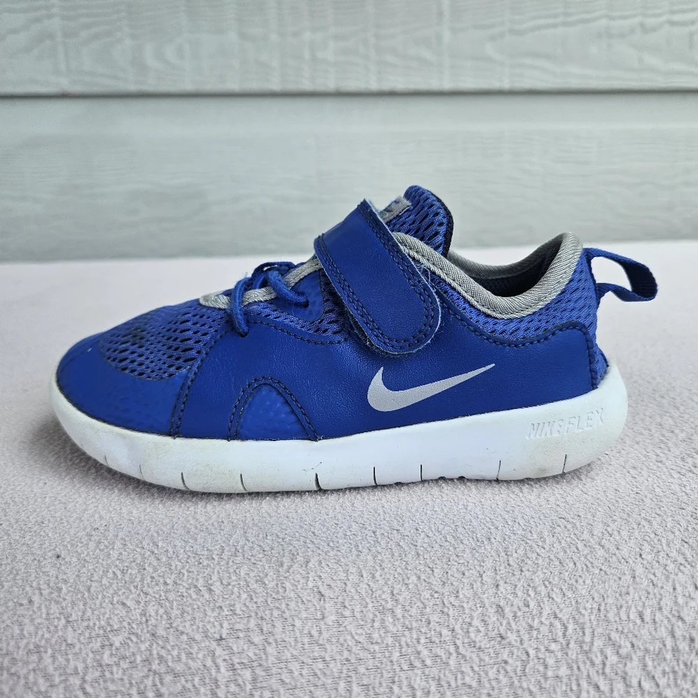 Nike Flex Contact 3 Hook & Loop Sneaker SZ 11.5C Blue Breathable AR4152-400